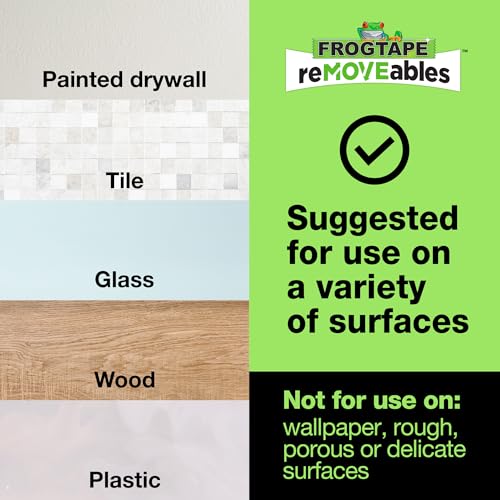 Image of FrogTape reMOVEables Large Picture Hanging Strips, 72 Pairs- 16lbs per 4 Pairs, Damage-Free Removeable Adhesive Wall Strips Picture Hangers for Mounting Frames, Canvas, Home Decor, White (144 Pieces)