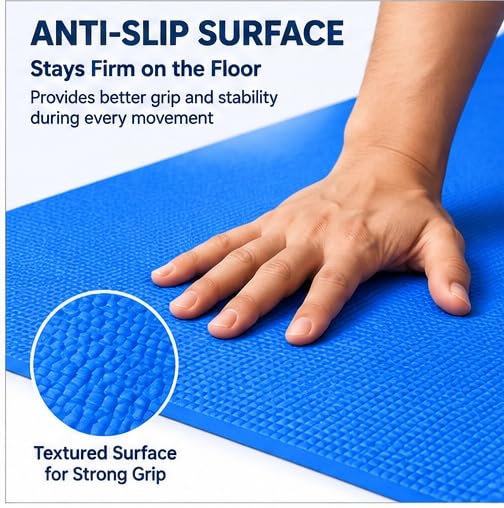 Image of Yoga mat for Women & Men EVA Material 6mm Anti-Slip Mat for Workout|Exercise Mat For Home Gym | Yoga Mat-For Gym-Workout and Yoga Exercise (1, Blue)