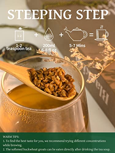 Image of TeeLux Tartary Buckwheat Tea, Roasted Buckwheat Groats, Caffeine Free, 14oz | High Mountain Roasted Buckwheat Groats, Nutty & Toasty Flavor, Loose Leaf, Sugar Free, Enjoy Hot or Iced