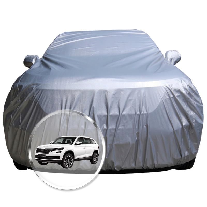 Image of NEODRIFT 'CrystalTech' Car Cover for Skoda Kodiaq (100% Water-Resistant, All Weather Protection, Tailored Fit, Multi-Layered & Breathable Fabric) (Colour: Crystal Silver)