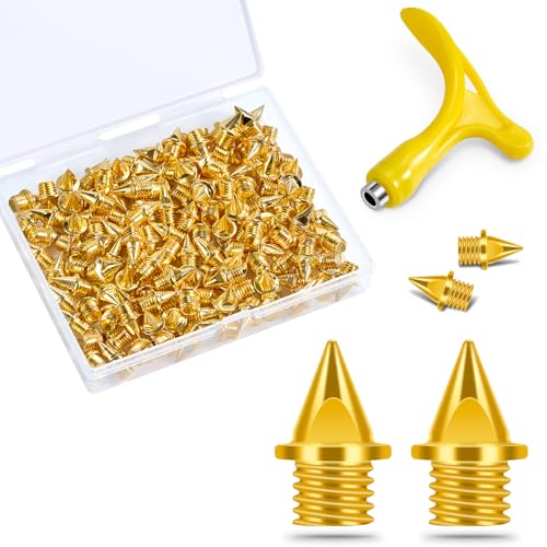 1/4 Inch Track Spikes,130pcs Stainless Steel Pyramid Shoe Spikes with Spike Wrench for Track and Cross Country,Replacement Spikes for Sprint Sports Short Running Shoes