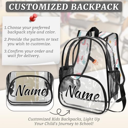 Personalized Clear Large Backpack for Stadium Events Custom Transparent Backpacks PVC Plastic See Through Clear Bag for Concerts Work Festival Travel Cute Ballerina Unicorn4