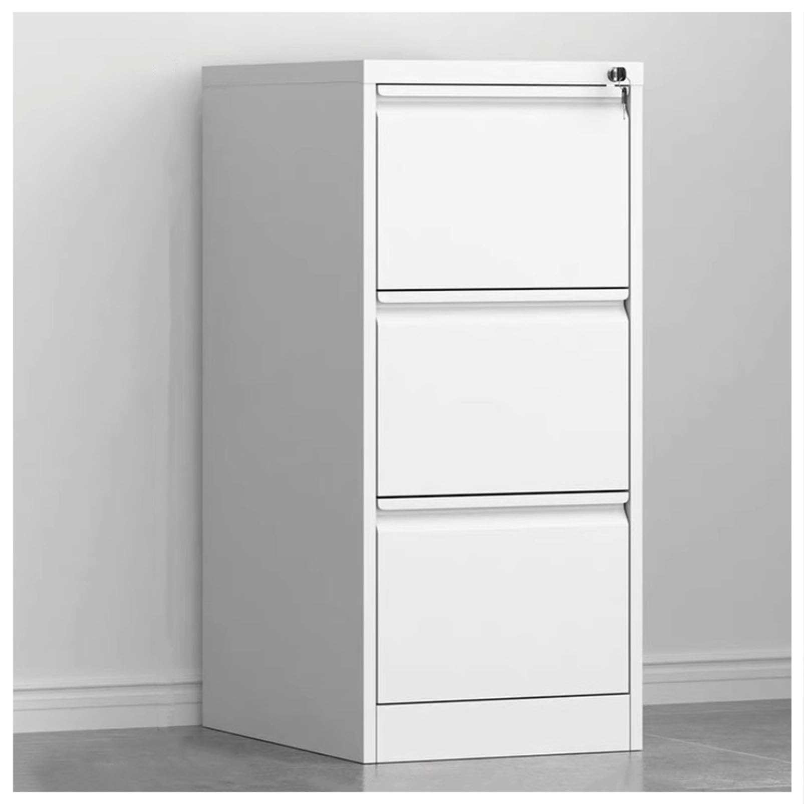Aioneer White Steel Lockable Vertical Filing Cabinet With Industrial D Chest Home Office Organizer And Tool Storage Box-46×62×103Cm