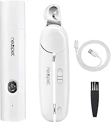 Triturador e Cortador de Unhas para Cães - Aparador de Unhas Elétrico Recarregável de 3 Velocidades com Luz de LED e Kit de Limpeza Super Silencioso para Patas