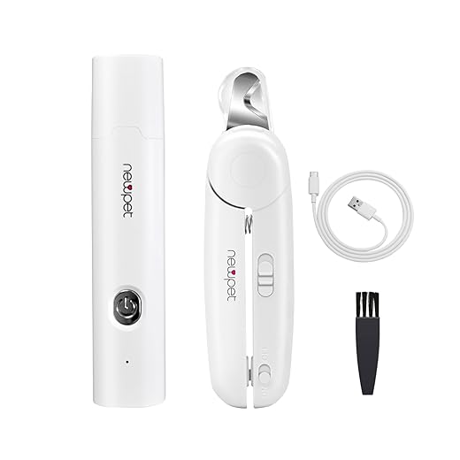 Triturador e Cortador de Unhas para Cães - Aparador de Unhas Elétrico Recarregável de 3 Velocidades com Luz de LED e Kit de Limpeza Super Silencioso para Patas
