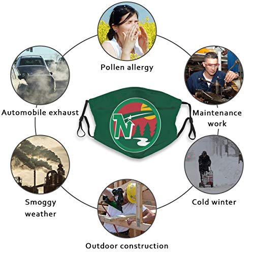 LasGo Breathable Mouth Cover for Minnesota Hockey Fans Dustproof Balaclavas Soft Ear Loops Men Women with 6pcs Filters