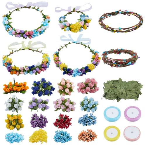 ACRNIGHEET Make Your Own Flower Crown Crafting Kit, Rose Series