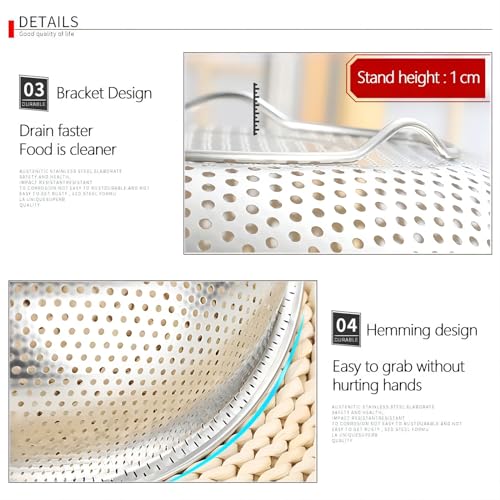 Food Pasta Colanders and Strainers for Kitchen Stainless Steel Collander, Kitchen Mesh Colander Large Metal Strainer for Pasta, Spaghetti, Berry, Veggies, Fruits, Noodles, Rice,Salads,10inch - Image 5