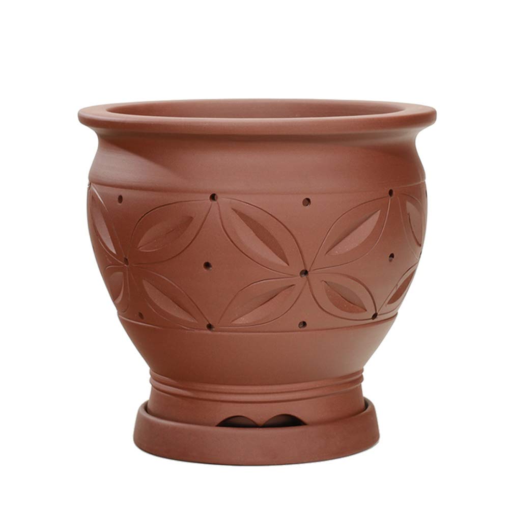 Maceta de cerámica artesanal morada vintage para cactus 7