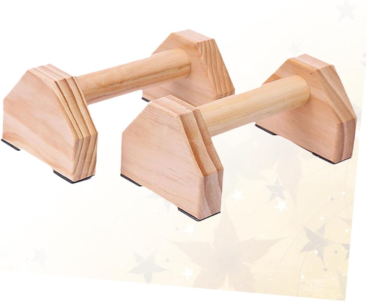 Solid Wood Push-up Bracket and Handstand Bars for Home Fitness, Muscle Training Device with Non-slip Base, Small Size Calisthenics Pushup Stands for Strength Workout