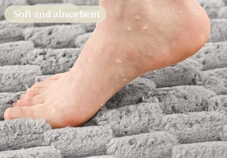 Miniatura 6 de Anybar Tapete de baño y tapete de baño de 16 x 24 pulgadas, tapete de ducha de franela de felpa antideslizante y absorbente, tapetes de baño suaves