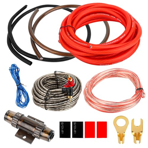 MXTIMWAN Kit de Cableado para Amplificador de Auto, Kit de Cableado de Altavoces de Audio, Car Audio Subwoofer Cable de Alimentación, Juego Cables para Amplificador Automóvil