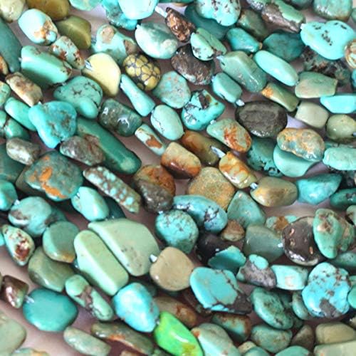 Natural Gemstone Beads 6-8mm Nuggets Free Size Chips Semi Precious Beads for DIY Jewerly Making Beads (Natural Turquoise)