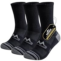 Niorasen Wandersocken Herren, 3 Paar Atmungsaktiv Gepolsterte Sportsocken Baumwolle, Anti Blase Funktionssocken Arbeitssocken, Dicke Outdoor Socken für Trekking, Tennis, Laufen, Schwarz 43-46
