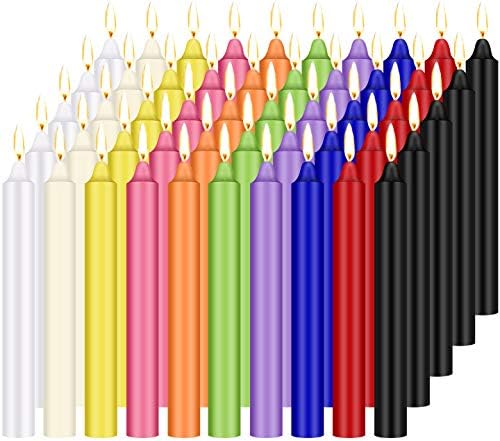 Tobeape 100 Pack Unscented Assorted Colors Mini Taper Candle, 4" Spell Candle Set Great for Casting Chimes Rituals Spells Wax Play Vigil Witchcraft Wiccan Supplies& More