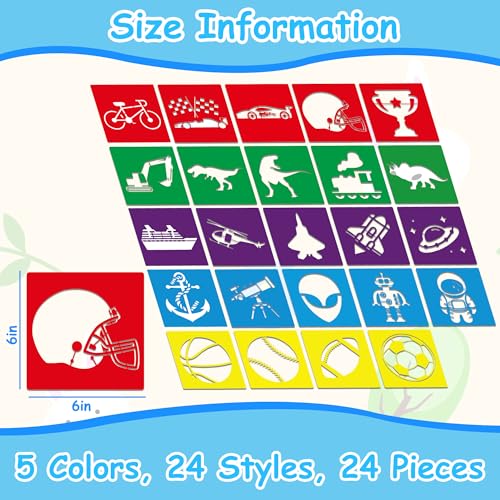 24 Pcs Stencils for Kids for Painting 6" Outdoor Sidewalk Chalk Stencils by TMTECHJS - Used condition - Image 2