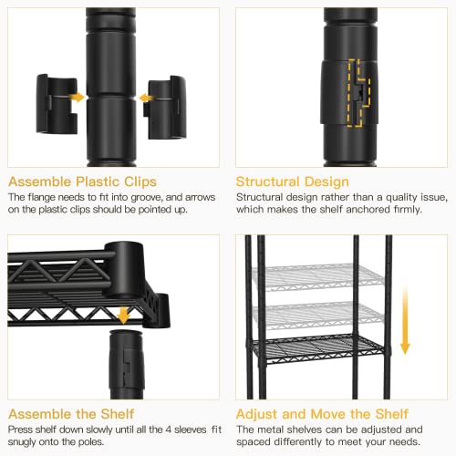 Ulif L1 Garment Rack, 4 Tiers L-Shaped Adjustable Free-Standing Closet Organizer And Storage With 3 Hanger Rods For Bedroom And Cloakroom, 44”W X 35.4”D X 78.3”H, Load Capacity 750Lbs, Black #TOP5