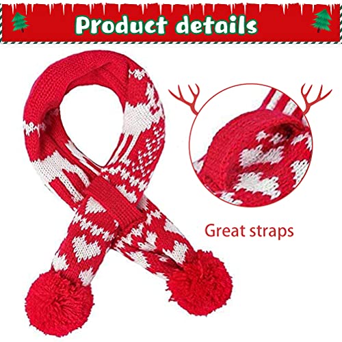 Dog Christmas Costume - Xmas Reindeer Scarf and Hat Set Party Accessories Knit for Pet Kitty, Small to Large (S) - Image 6
