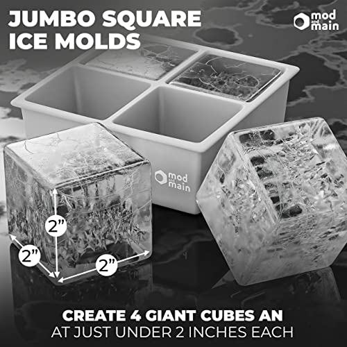 Mod And Main Ice Ball Maker Mold Makes 4 X 1.78" Ice Balls For Whiskey (Grey, 4 X 1.78" Balls + 4 X 2" Cubes) #TOP3