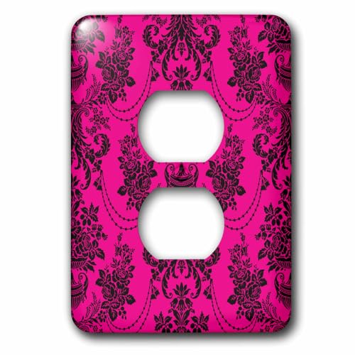Prises de courant damas rose victorienne magenta 3dRose pour salon