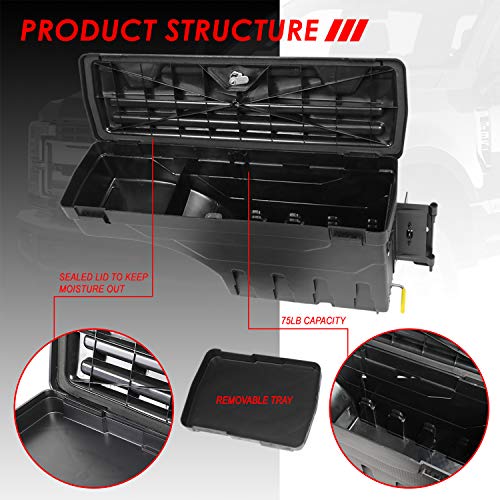 Auto Dynasty Truck Bed Storage Case Wheel Well Tool Lockable Box Compatible With Ford F-250 F-350 Super Duty 17-20, Passenger Right Side #TOP2