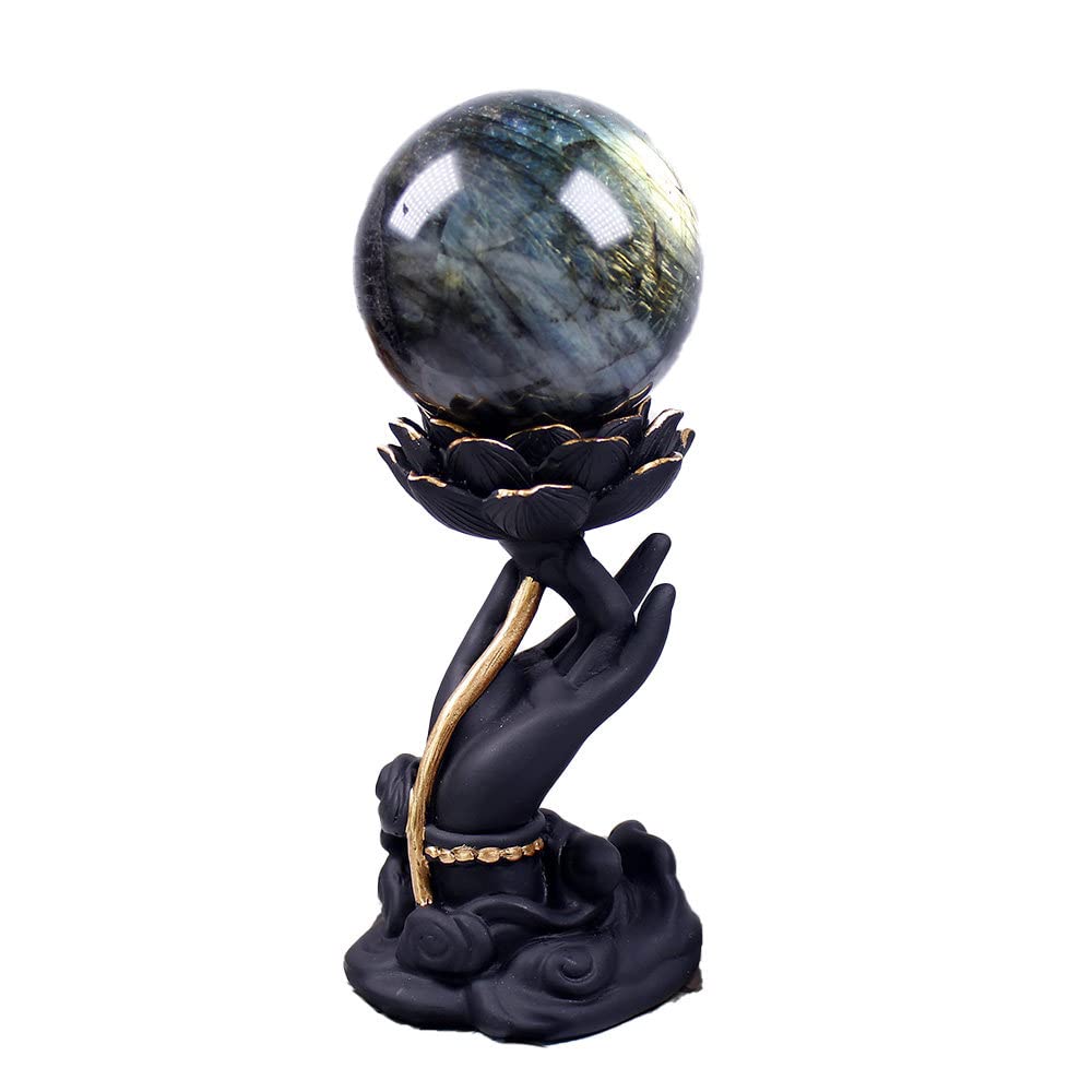 Quartz labradorite sphère cristalline de 7 cm avec reflets irisés pour collectionneurs