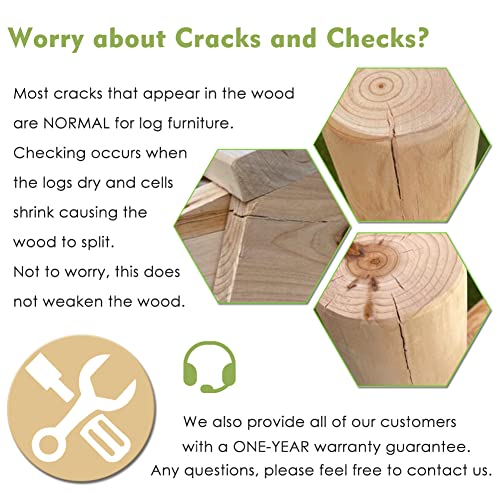 Kdgarden Outdoor Wooden Curved Backless Porch Bench Rustic Style Cedar/Fir Wood Log Fire Pit Bench For Patio Garden Deck And Backyard, 40"-55" W×14" D×16.5" H, Natural Finish #TOP2