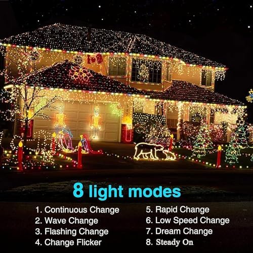 NEXVIN 2 Luci Natale Esterno Solare 20M 200 LED, Catena Luminosa Esterno Solare Impermeabile 8 Modi, Luci Natalizie da Esterno Energia Solare Decorative per Albero Giardino Natale Patio Bianco Caldo