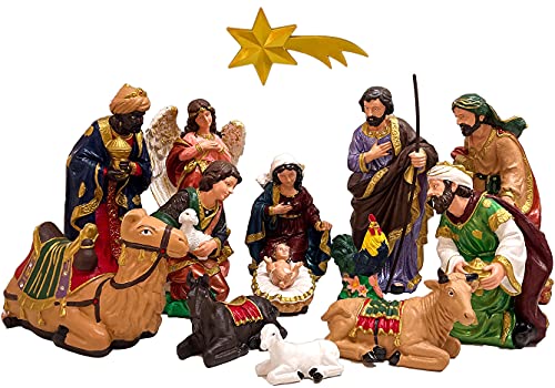 Presépio Natalino Completo 14 Peças 30cm Natal Inquebrável