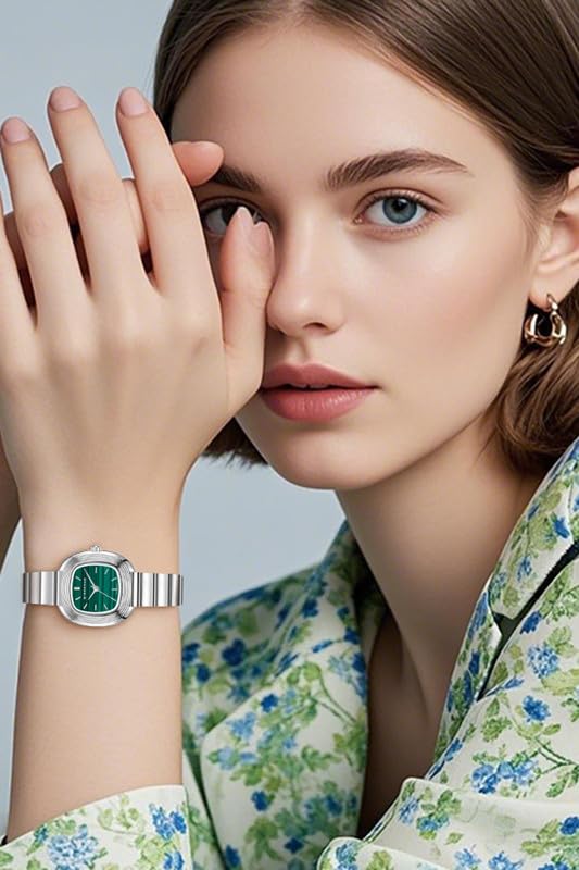 Image of Giordano Analog Quartz Watch for Women with SquareTextured Dial, Cushion Layered Bezel Design and Stainless Steel Strap