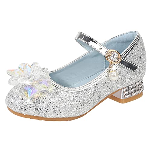 Betadog Girls Sandals Kids Glitter Bow Dress Shoes Heel Sequins Princess Sandals Toddler Flower Wedding Party Shoes (Grey-h, 13)3