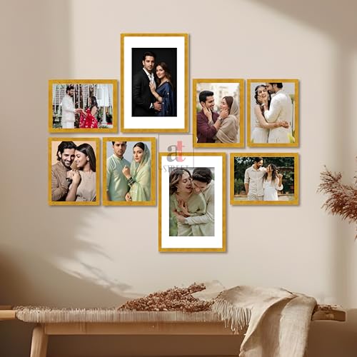 Image of Art Street Photo Frame Set of 8 Gold Wall Decor Collage Display Hanging Family Picture Frames Gallery Collection Decor Items Wall Mount Frames Birthday Anniversary, 8x12 and 12x16 In