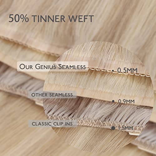 Image of WENNALIFE Invisible Edge Seamless Clip in Hair Extensions Real Human Hair | 14'' 130g 9pcs Chocolate Brown. Ultra-Thin PU Weft, Easy, Comfortable Clip in Luxury Remy Hair Extensions