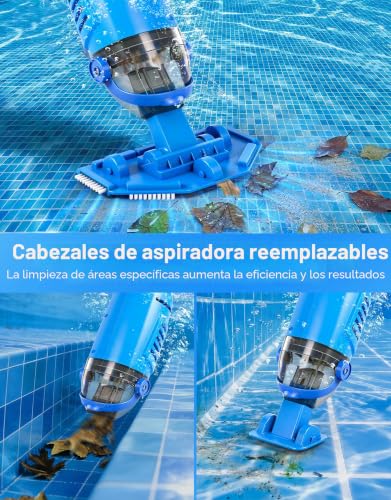 Miniatura 4 de Lanblu Aspirador Piscina Bateria, 2.5m Aspiradora Piscinas Fondos Con Varilla Telescópica De Hasta, 4200l H Aspiradora Para Piscinas Con 4 Filtros, Diseño Anti-Retorno Limpiafondos Piscina Inalambrico