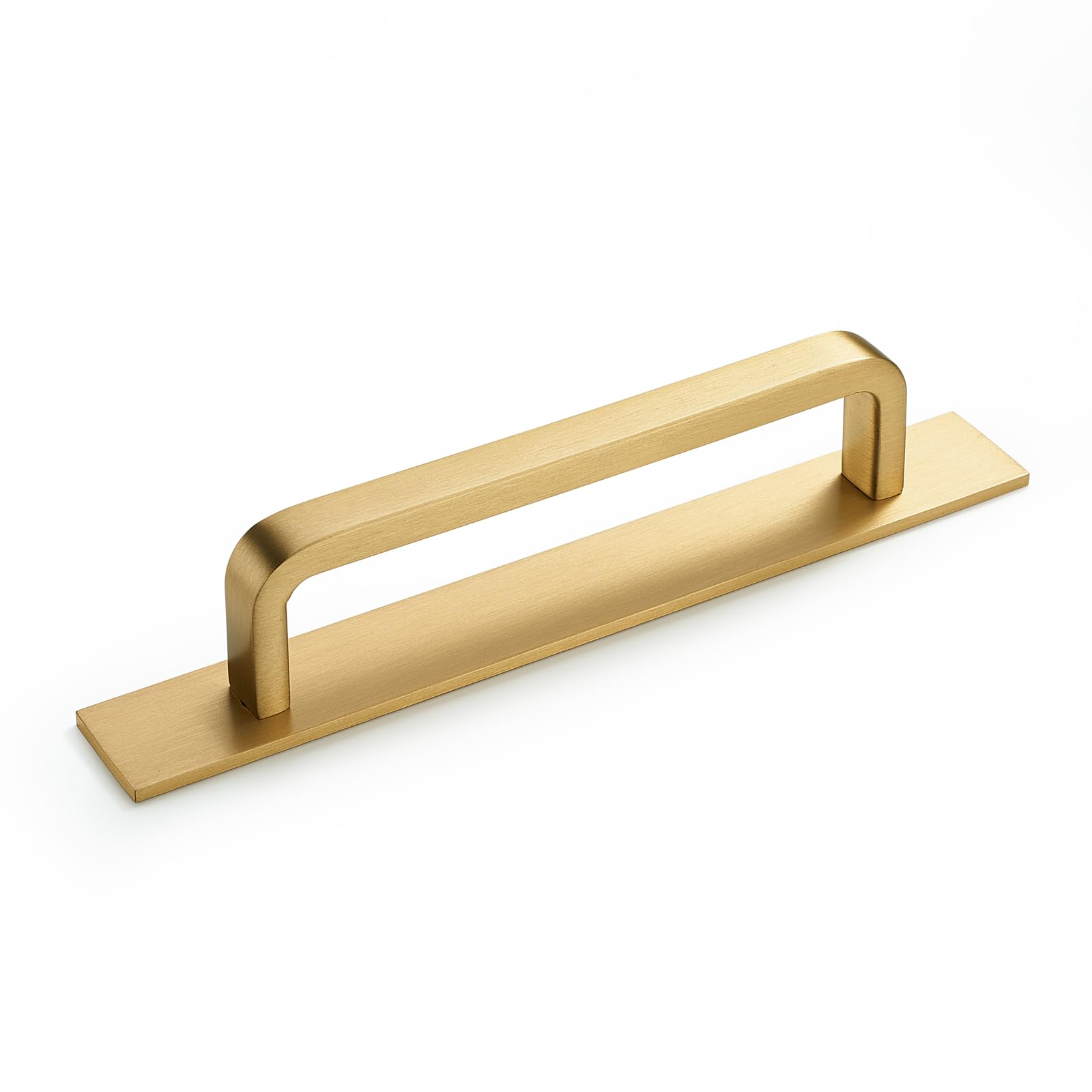 SNBTLA Solid Brass Cabinet Pull with Backplate, 2 Pack Brushed Gold Modern Drawer Handle for Cabinets Drawers and Wardrobes(2, Brushed Gold, 5 Inch(