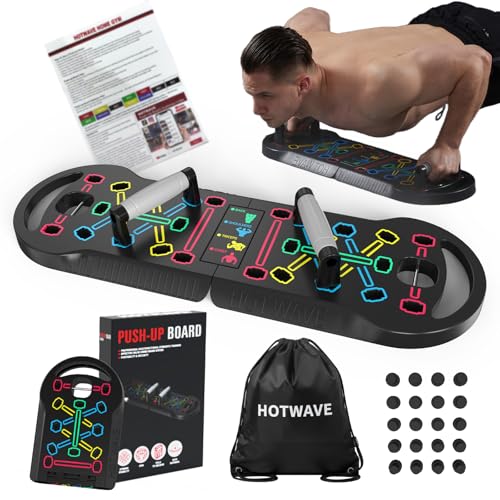 HOTWAVE Push Up Board Fitness,Foldable 20 in 1 Push Up Bar at Home Gym,Pushups Handles for...
