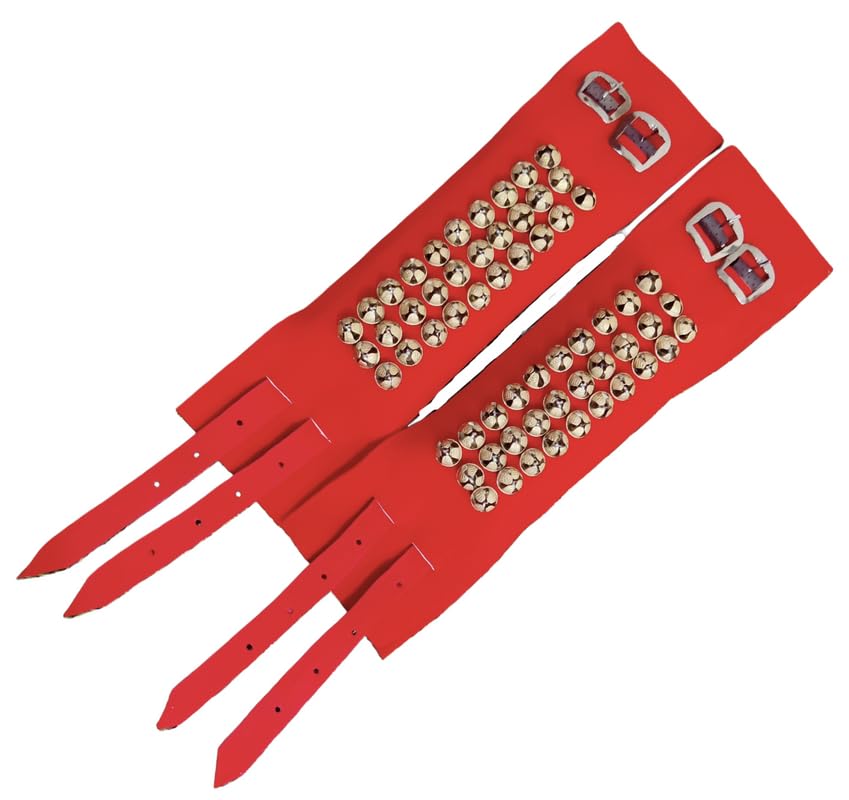 Ghungroo World Brass 3 Line Ankle Bells Velvet Pad for Classical Bharatanatyam Kathak Dance with Adjustable Strap - (Red Velvet 2 CM) (B0C8DTJ4GB) Amazon Price History, Amazon Price Tracker