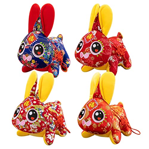 Xianghaoshun 2023 Mascota Conejo Peluche Muñeca, Lindo Año Nuevo Chino Conejo Peluche Juguete, Año Chino del Conejo Mascota Juguete, Zodiaco Conejito Muñeca Adorno Año Nuevo Chino Regalos Decoración Cover