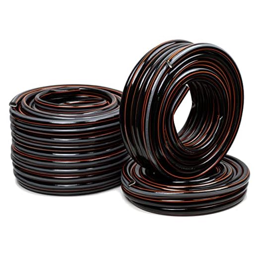 STRÜBER Gartenschlauch 4-lagig (1" Zoll – 15 m Länge) CARBON Bewässerungsschlauch mit Kreuzgewebe UV-beständig Schlauch PVC flexibler Wasserschlauch