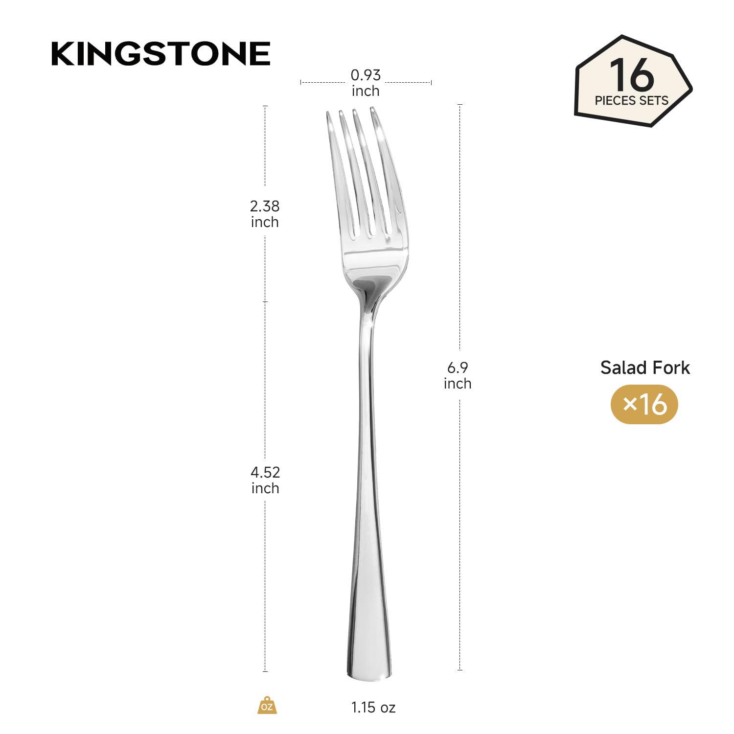 KINGSTONE 16 Piece Salad Forks Set, 18/10 Stainless Steel Forks — Amazon image 2