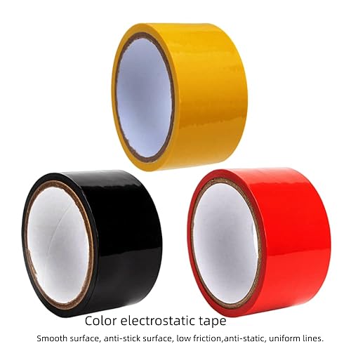 Miniatura 3 de 3 rollos de cintas estáticas antiadherentes, cinta adhesiva de absorción electrostática, sin pegamento, color negro, rojo y amarillo
