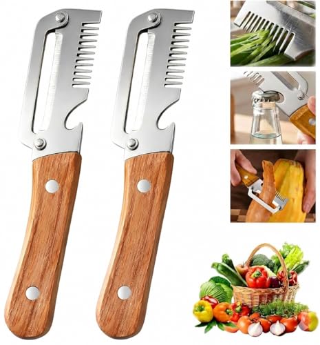 2 Pcs Multifunctional Vegetable Peelers for Kitchen, 3-in-1 Peeler & Bottle Opener & Julienne...