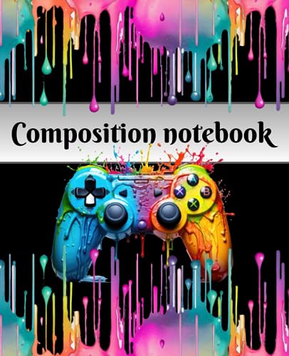 Composition notebook wide ruled: Lined video game composition notebook | Aesthetic water-color controller theme for kids, teens.. boys and girls | cute Supplies for school, college and office image 2