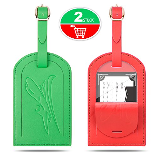 Étiquettes à bagages Rouge+Vert