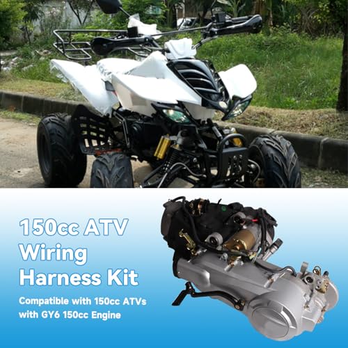 Image of EOPOAYI Complete Wiring Harness Kit Compatible with GY6 150cc 152QMI 157QMJ 4-Stroke Engine ATV Quad 4 Wheeler Scooter Moped Dune Buggy Parts Ignition Coil CDI Startor Starter Relay Solenoid Regulator