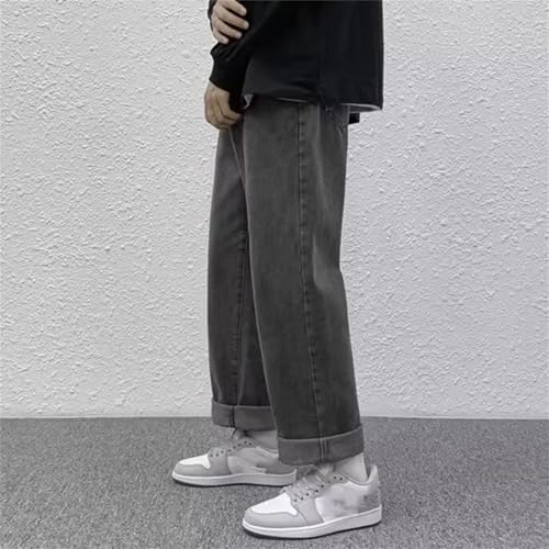Men's Retro Straight Leg Jeans Baggy Wide Leg Denim Classic Loose Solid Color Jeans3