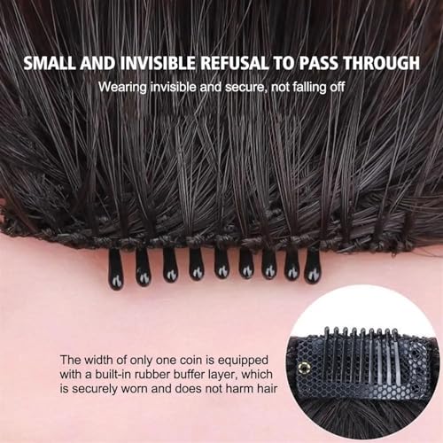 Frange a clip cheveux noir brunâtre : postiche invisible pour front et visage rond - 4