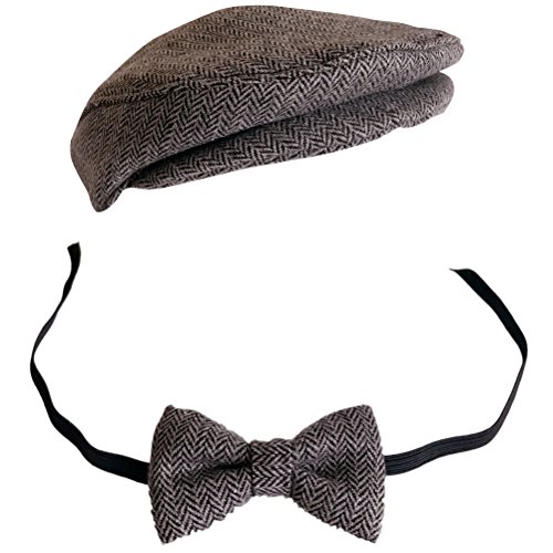 ARAUS Ropa de Fotografía Bebé Apuntalar Sombrero Plano Casquillo Del Conductor con La Pajarita 0-1 Meses