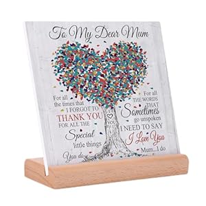 Niyewsor Mum Christmas Birthday Gifts, Acrylic Plaque Gifts for Mum, Birthday Gift for Mums from Daughter Son, Desk Decor Sign Presents for Mums, Christmas Mothers Day Gifts for Best Mummy