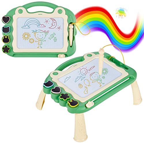 Eucomir Pizarra Magnética Infantil,Pizarra de Dibujo Mágica de Colores con 4 sellos Magnéticos y 1 lápiz Capacitivo, Almohadilla Borrable de Escritura Juguetes Educativos para Niños,Verde Cover
